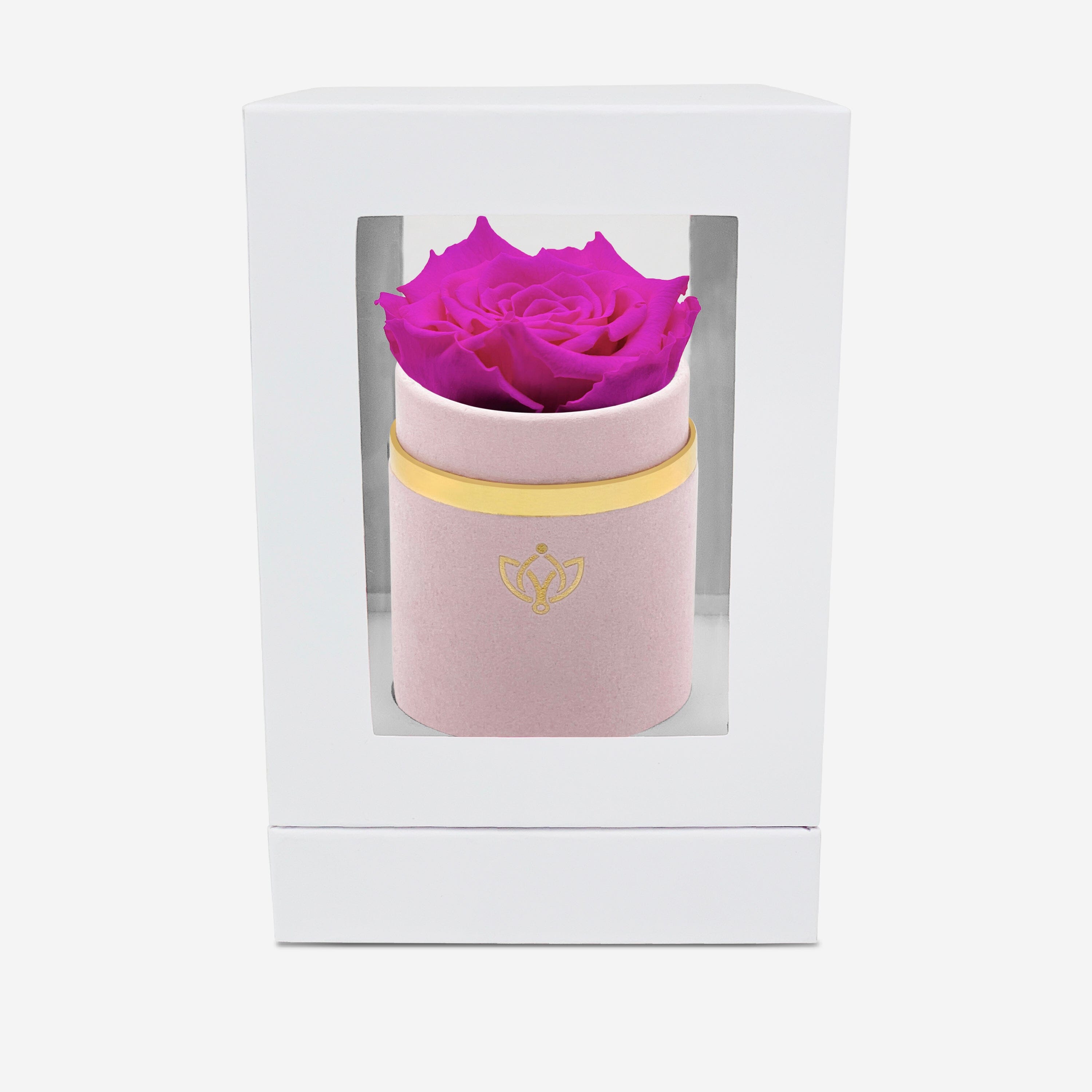 Single Light Pink Suede Box | Neon Pink Rose - The Million Roses