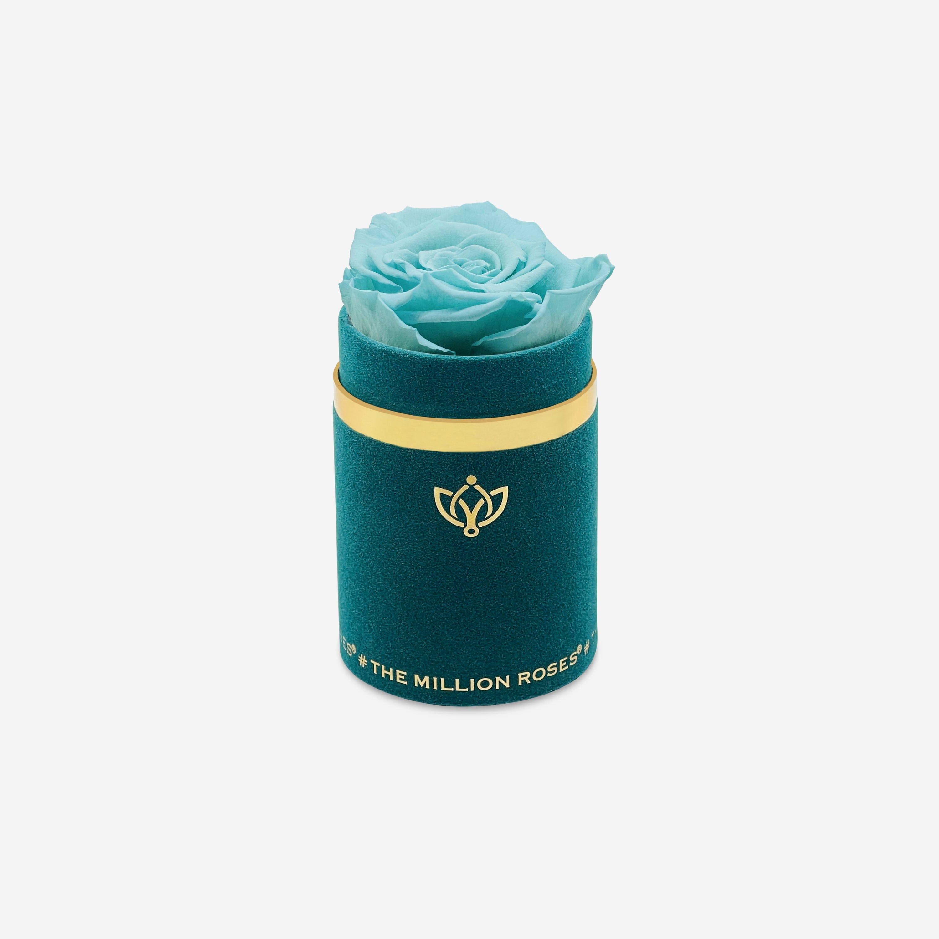 Single Dark Green Suede Box | Turquoise Rose - The Million Roses