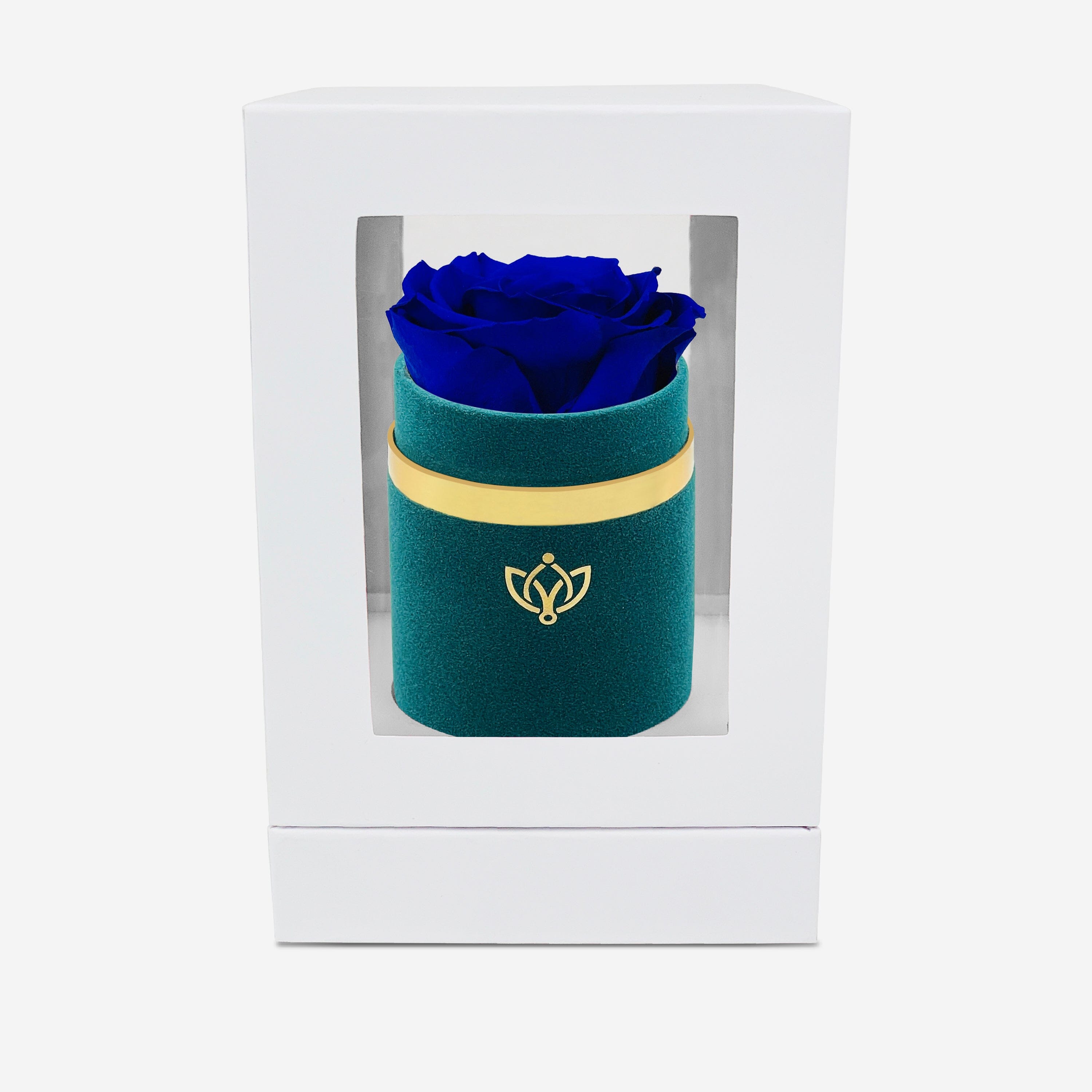 Single Dark Green Suede Box | Royal Blue Rose - The Million Roses