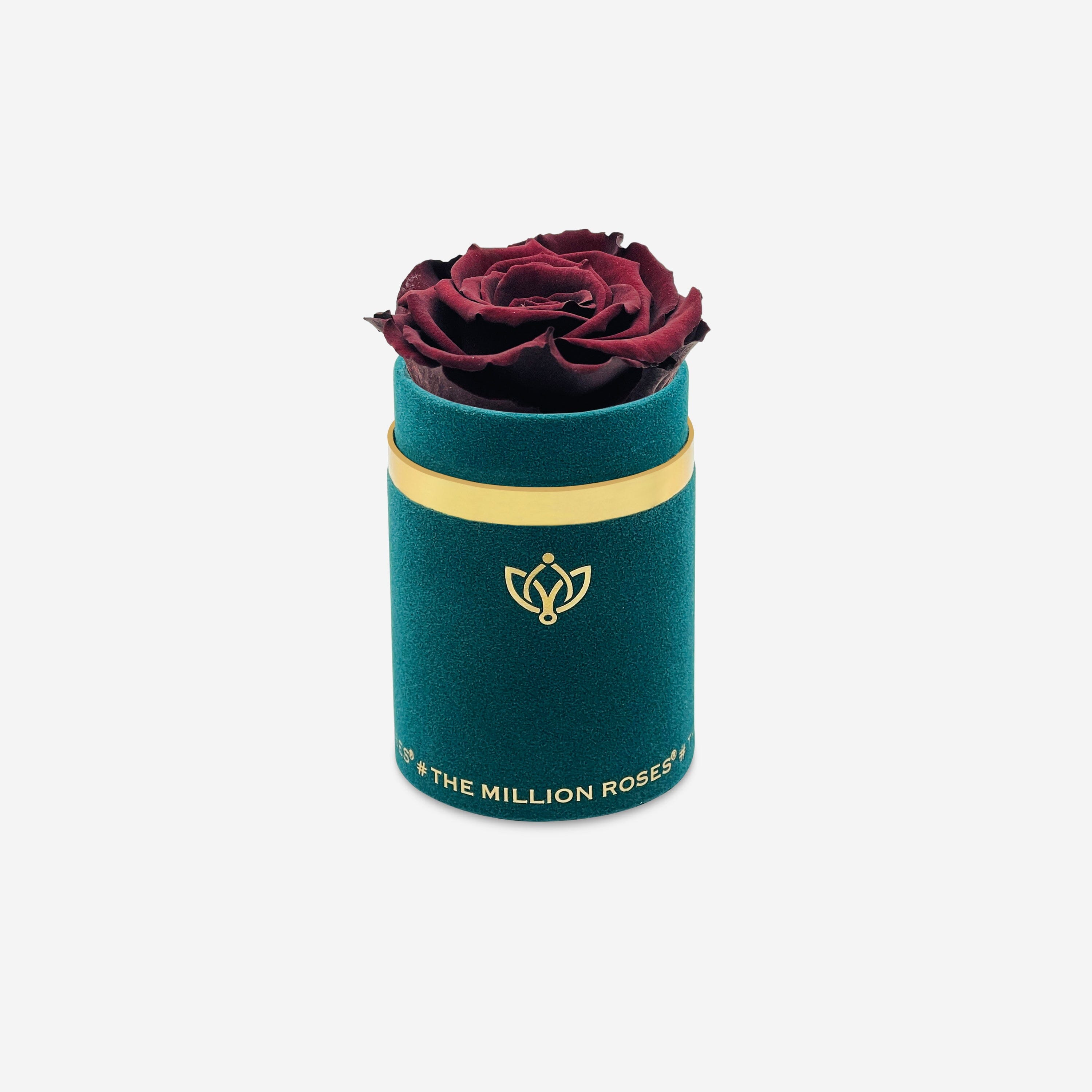 Single Dark Green Suede Box | Mahogany Rose - The Million Roses