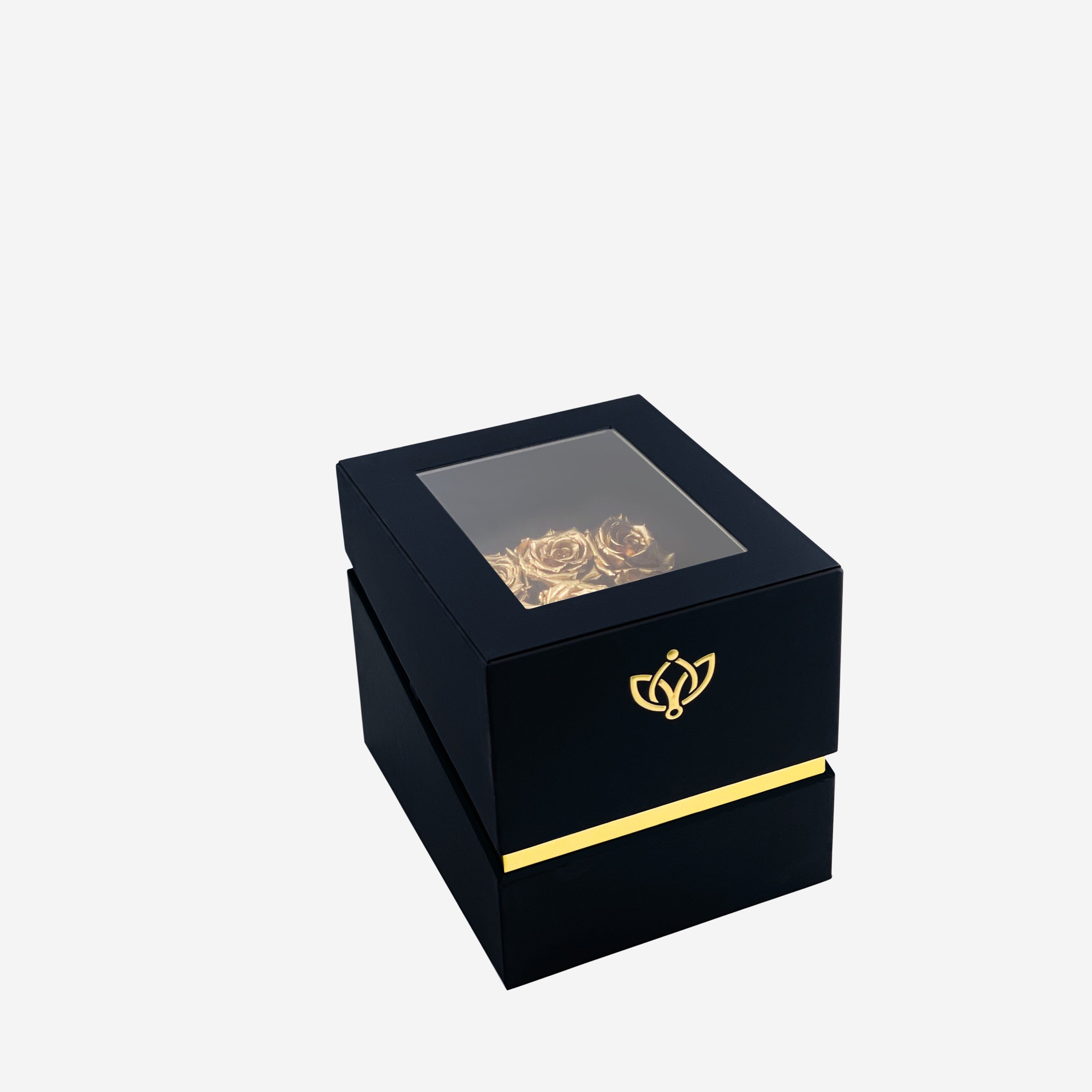 Trapezoid Black Box | Gold Roses - The Million Roses