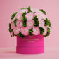 Classic Hot Pink Suede Box | Light Pink Persian Buttercups & Green Hydrangeas - The Million Roses