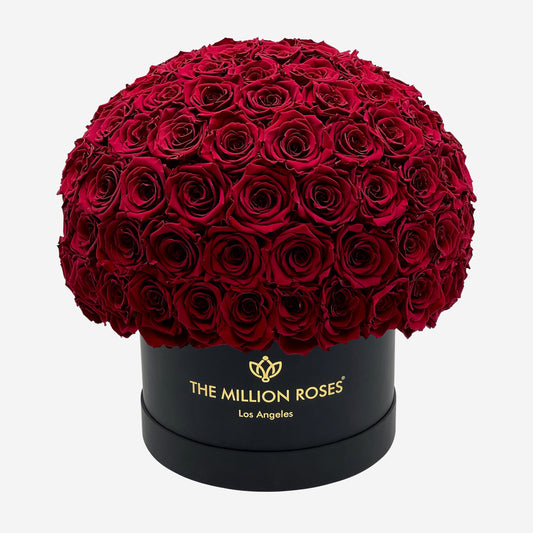 Supreme Black Superdome Box | Burgundy Roses - The Million Roses