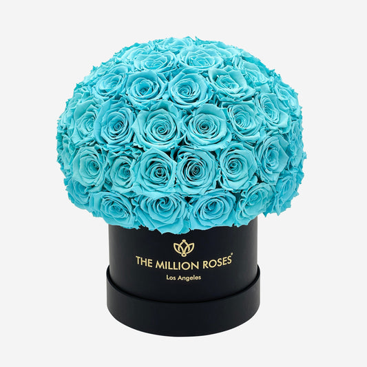 Classic Black Superdome Box | Turquoise Roses - The Million Roses