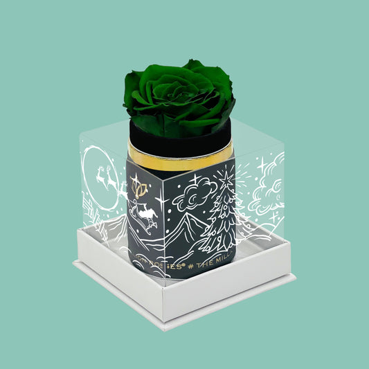 Single Black Suede Box | Limited Holiday Edition | Dark Green Rose - The Million Roses