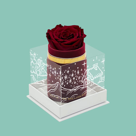 Single Bordeaux Suede Box | Limited Holiday Edition | Red Rose - The Million Roses