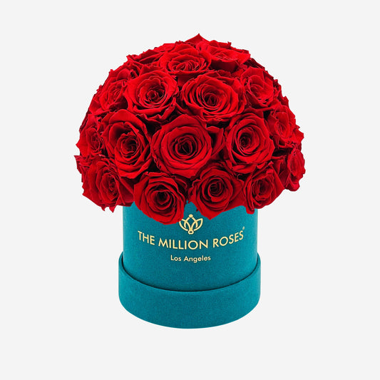 Basic Dark Green Suede Superdome Box | Red Roses - The Million Roses