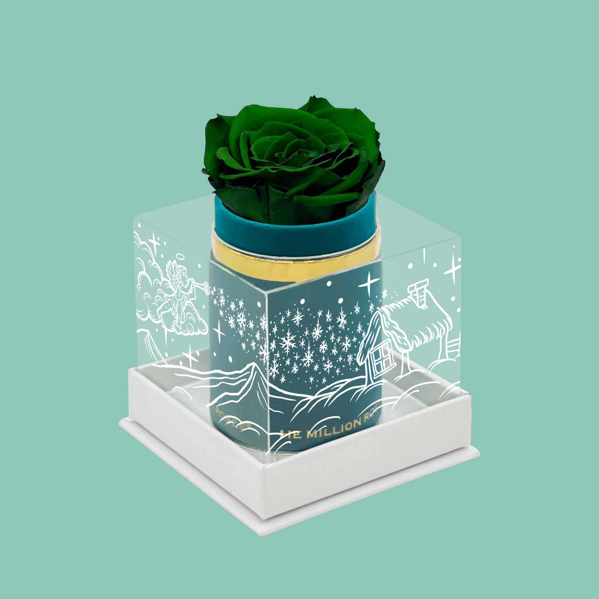 Single Dark Green Suede Box | Limited Holiday Edition | Dark Green Rose - The Million Roses