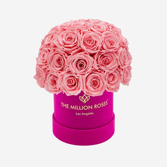 Basic Hot Pink Suede Superdome Box | Light Pink Roses - The Million Roses
