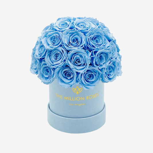 Basic Light Blue Suede Superdome Box | Light Blue Roses - The Million Roses