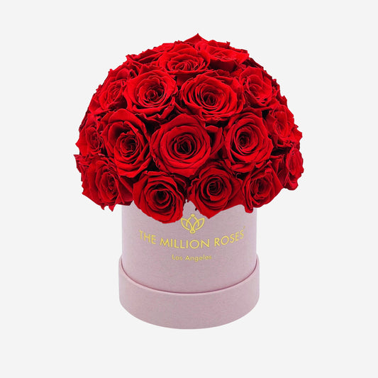 Basic Light Pink Suede Superdome Box | Red Roses - The Million Roses