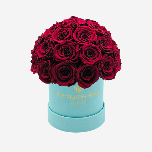 Basic Mint Green Suede Superdome Box | Burgundy Roses - The Million Roses