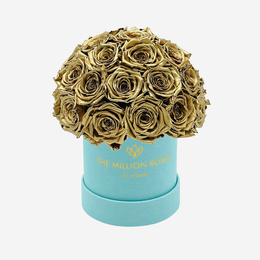 Basic Mint Green Suede Superdome Box | Gold Roses - The Million Roses