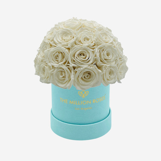 Basic Mint Green Suede Superdome Box | White Roses - The Million Roses