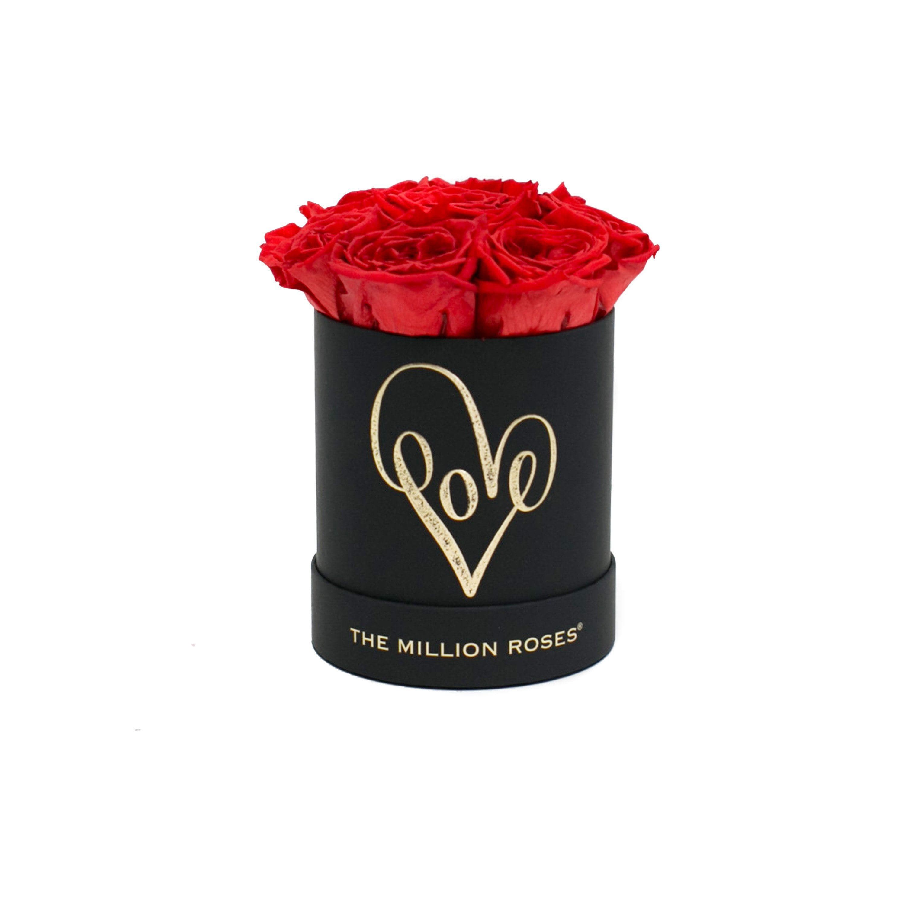 Red Roses | Basic Black "Heart&Love" Box - The Million Roses