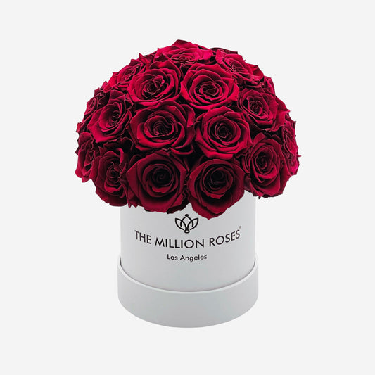 Basic White Superdome Box | Burgundy Roses - The Million Roses