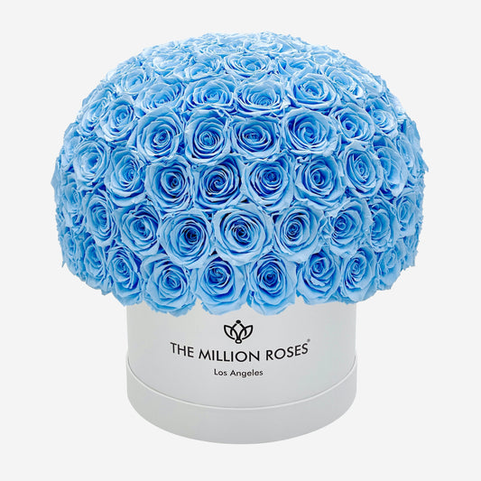 Supreme White Superdome Box | Light Blue Roses - The Million Roses