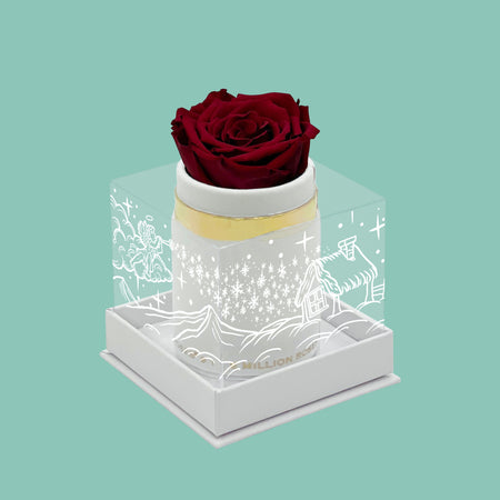 Single White Suede Box | Limited Holiday Edition | Red Rose - The Million Roses